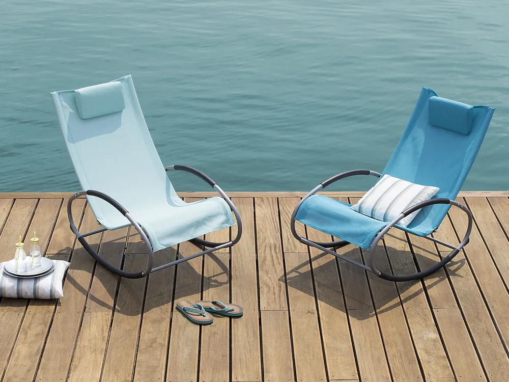 Rocking Sun Lounger Light Blue CAMPO