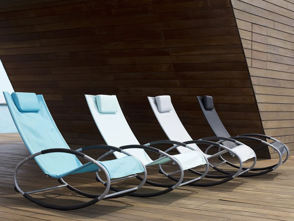 Rocking Sun Lounger Light Blue CAMPO