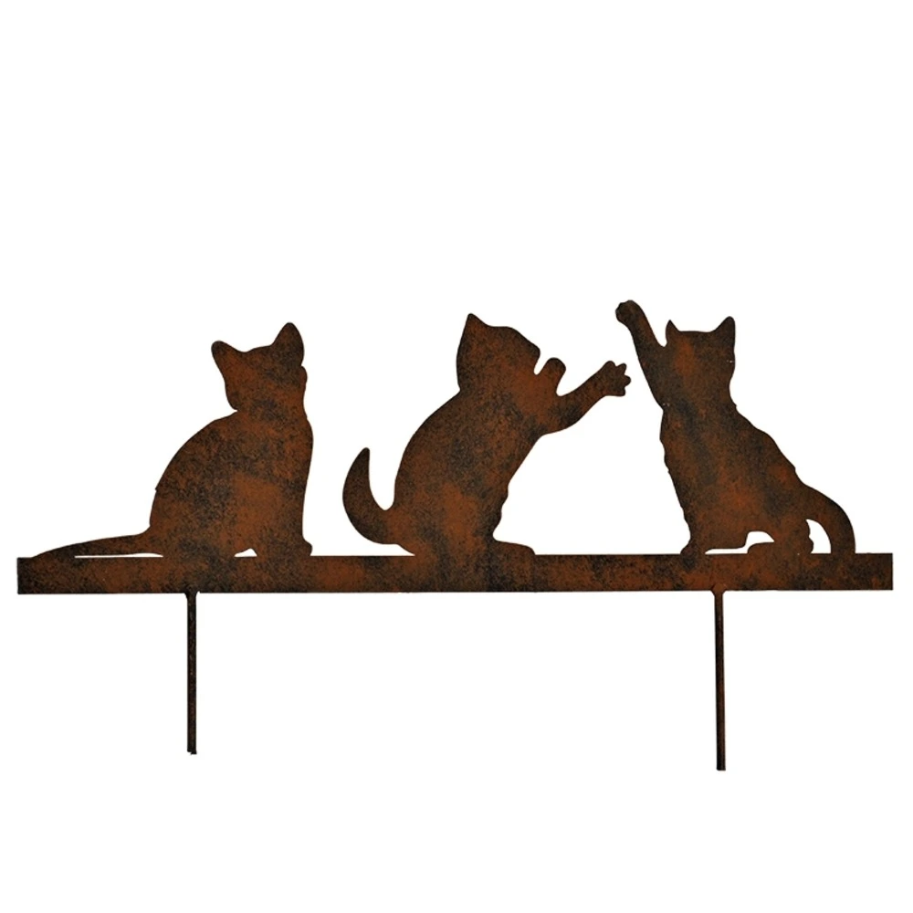 Silhouette déco jardin chatons 25x18cm