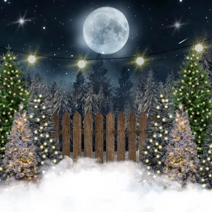 Toile de fond de lune de nuit d'arbre de Noël pour la photographie D820