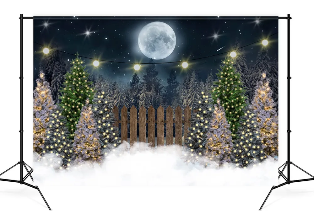 Toile de fond de lune de nuit d'arbre de Noël pour la photographie D820