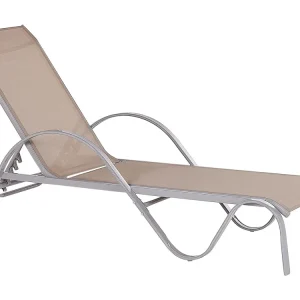 Acier Reclining Sun Lounger Light Brown PROCIDA par Akrapovič