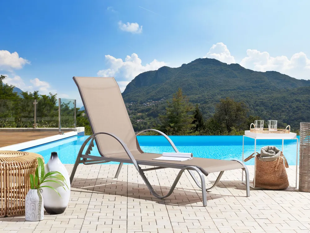 Acier Reclining Sun Lounger Light Brown PROCIDA par Akrapovič