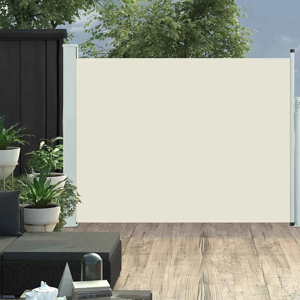 Amortisseur arrière Auvent latéral rétractable de patio 140x500 cm Crème