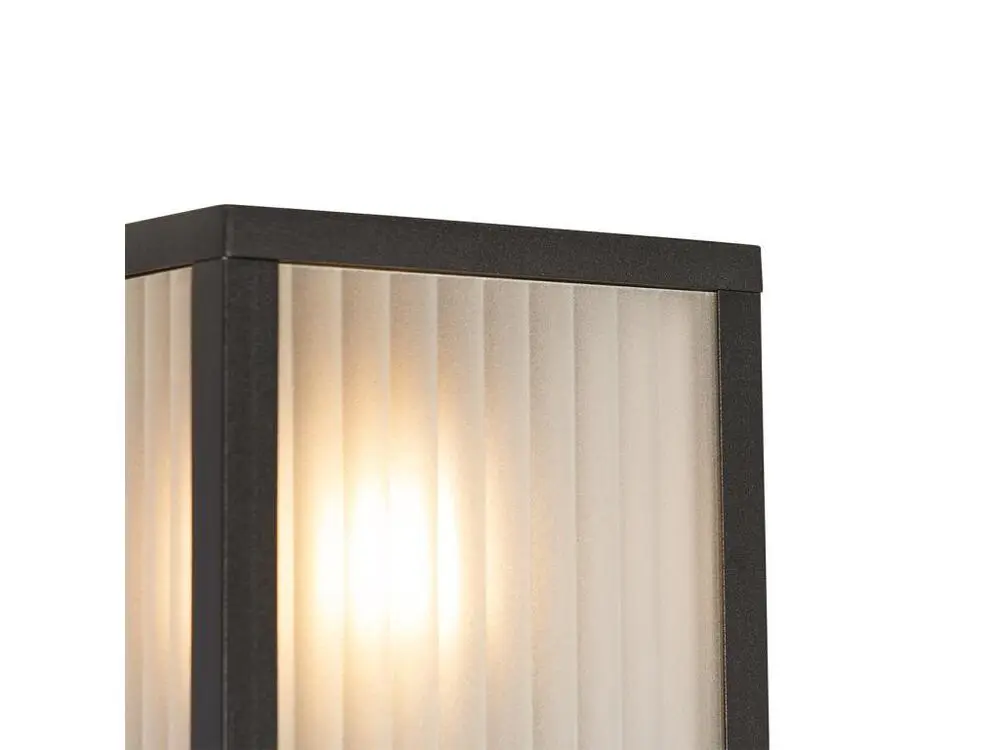Applique d'extérieur noire avec verre nervuré 2 lumières IP44 - Charlois avec Garantie Constructeur