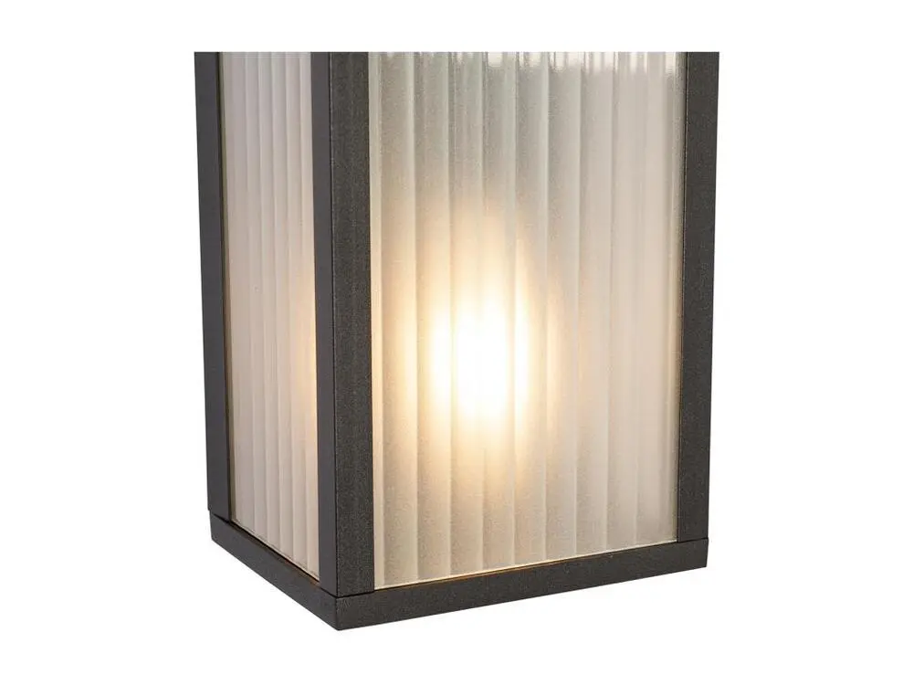 Applique d'extérieur noire avec verre nervuré 2 lumières IP44 - Charlois avec Garantie Constructeur