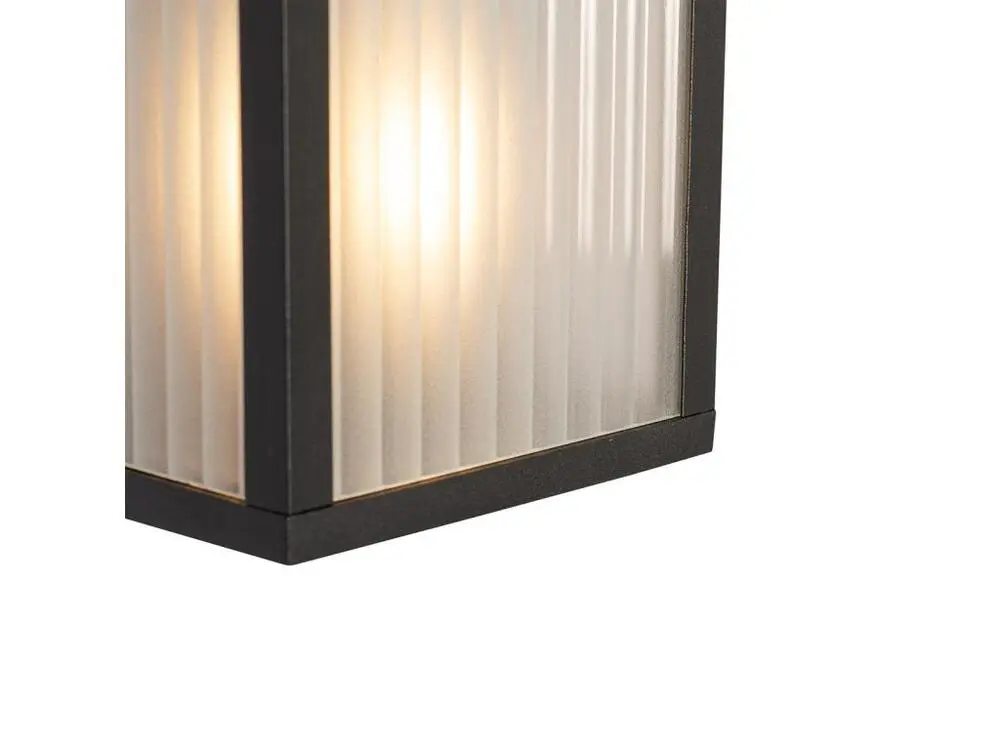 Applique d'extérieur noire avec verre nervuré 2 lumières IP44 - Charlois avec Garantie Constructeur