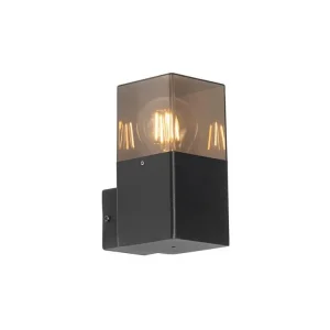 Applique d'extérieur récent noire IP44 avec effet verre fumé - Danemark