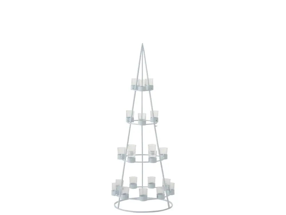 Arbre avec 21 photophores verre en métal blanc 42x42x110 cm