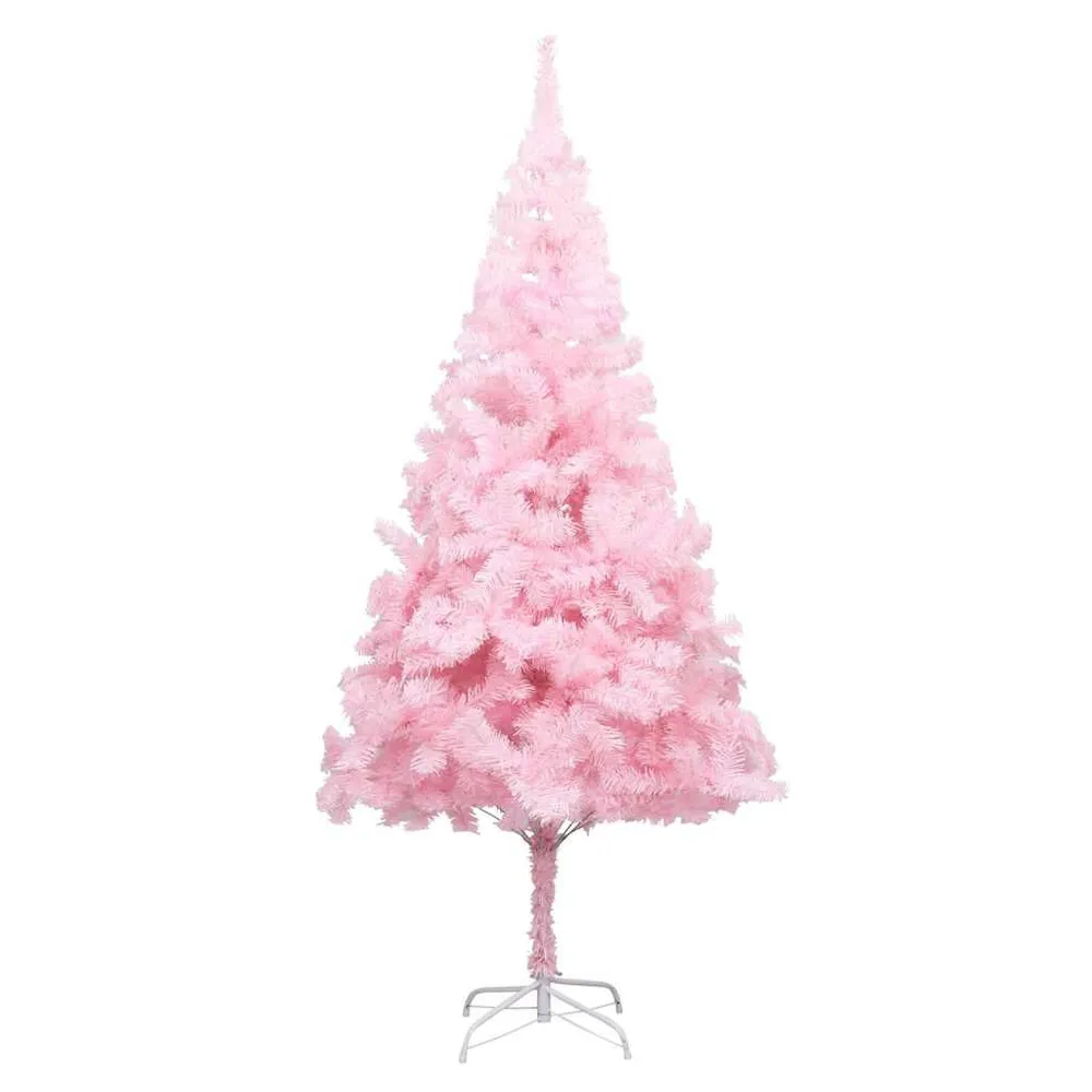 Arbre de Noël artificiel pré-éévidenté et boules rose 210 cm VINYLE pour usage intensif