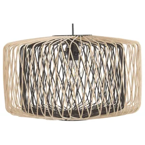 Bamboo Pendant Lamp Light Wood Noir jais JAVARI