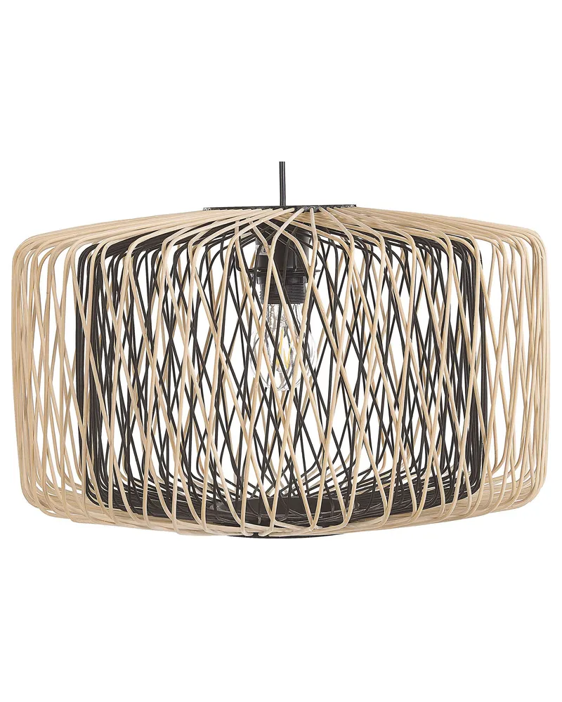 Bamboo Pendant Lamp Light Wood Noir jais JAVARI