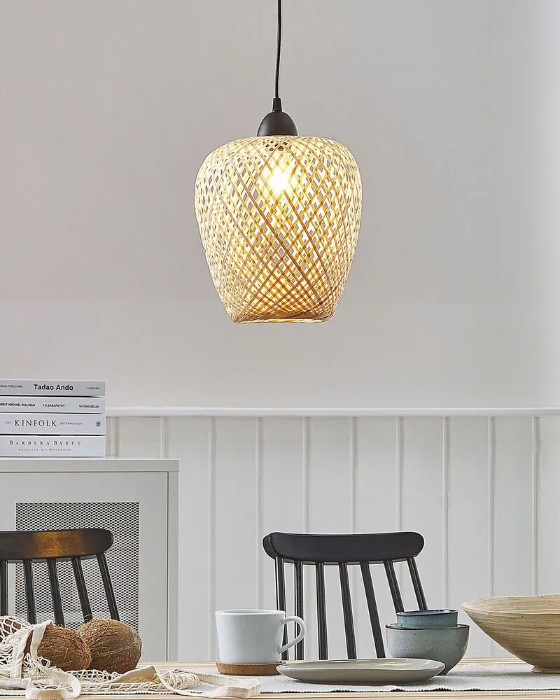 Bambou Pendant Lamp Light Wood BOMU avec joints neufs