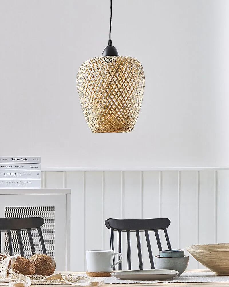Bambou Pendant Lamp Light Wood BOMU avec joints neufs