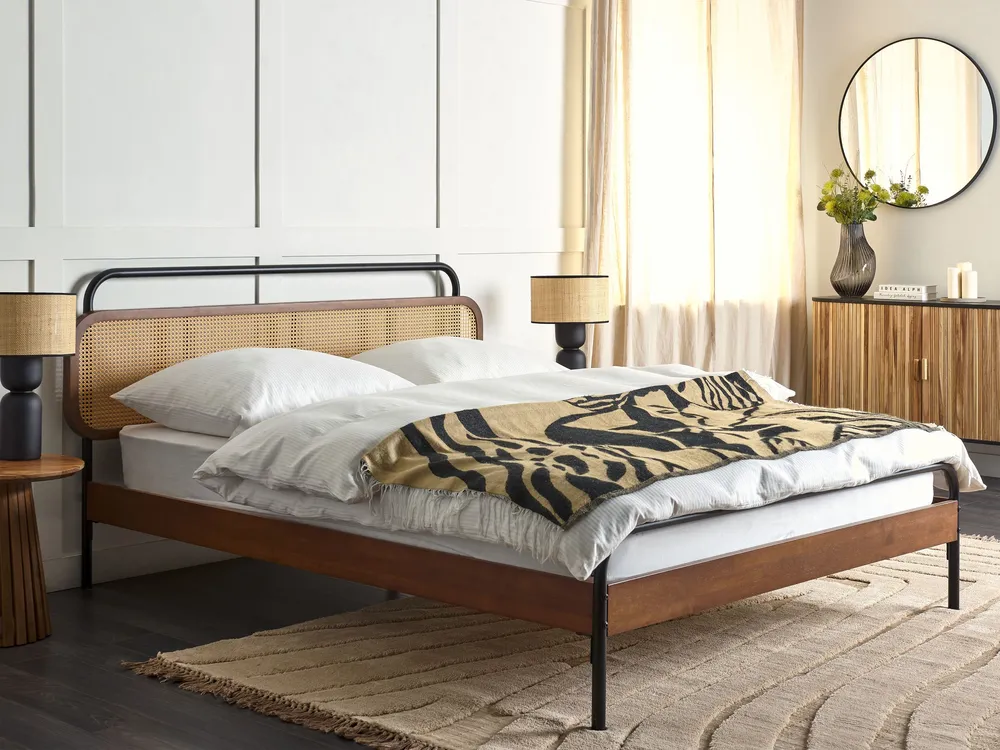 Bois naturel EU King Size Bed Dark BOUSSICOURT