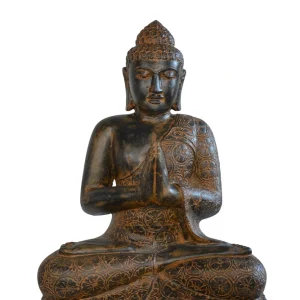 Bouddha assis salutation 100cm avec rivets de maillon
