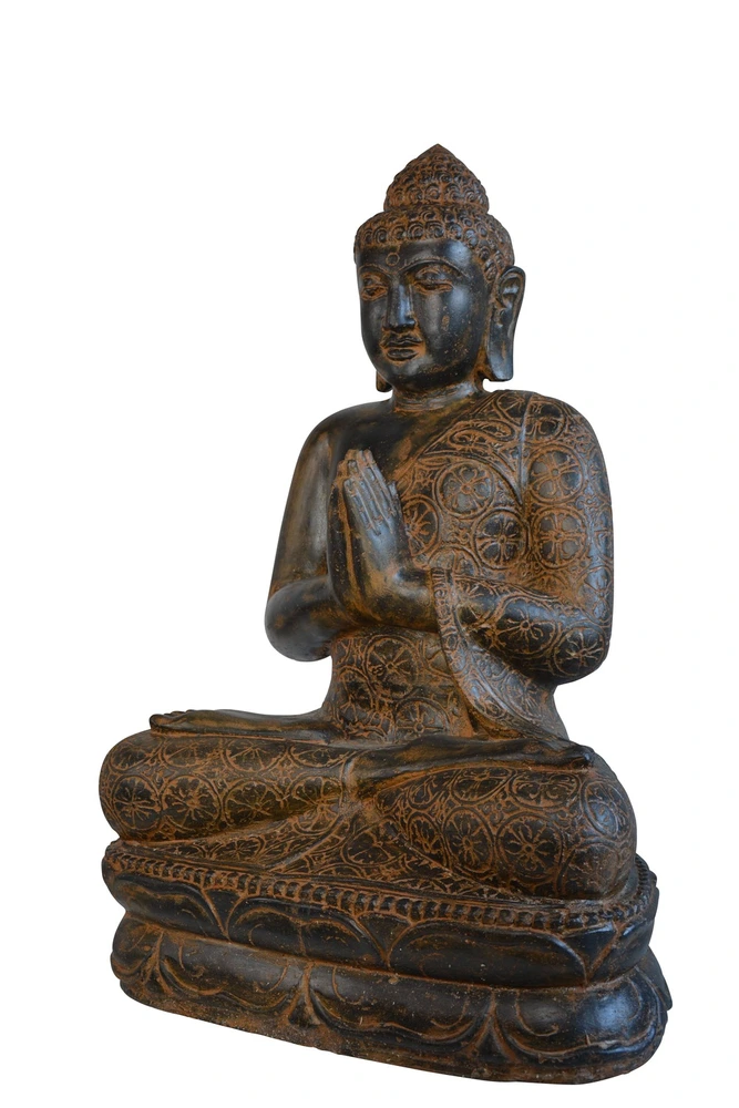 Bouddha assis salutation 100cm avec rivets de maillon