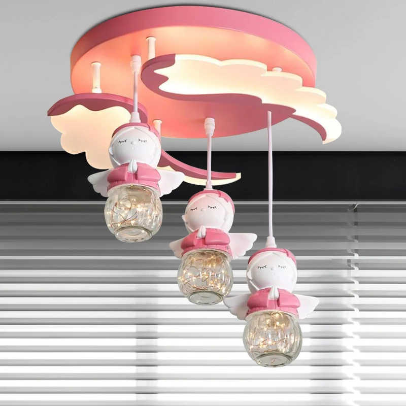 Certifié OEM Éclairage semi-encastré en forme d'angle en résine de dessin animé, 3/4 lumières, rose, proche du plafonnier...
