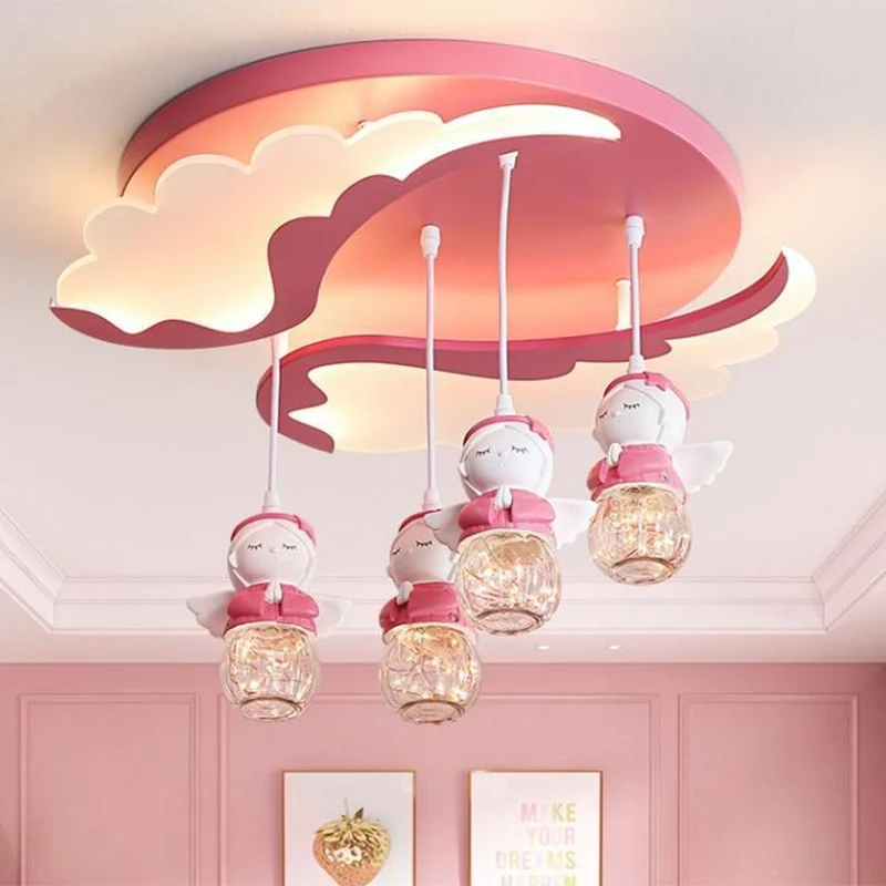 Certifié OEM Éclairage semi-encastré en forme d'angle en résine de dessin animé, 3/4 lumières, rose, proche du plafonnier...