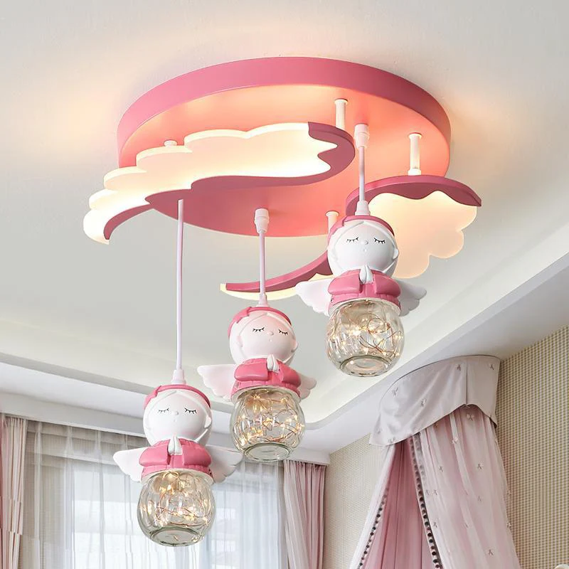 Certifié OEM Éclairage semi-encastré en forme d'angle en résine de dessin animé, 3/4 lumières, rose, proche du plafonnier...