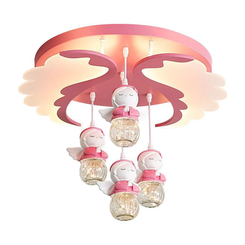 Certifié OEM Éclairage semi-encastré en forme d'angle en résine de dessin animé, 3/4 lumières, rose, proche du plafonnier...