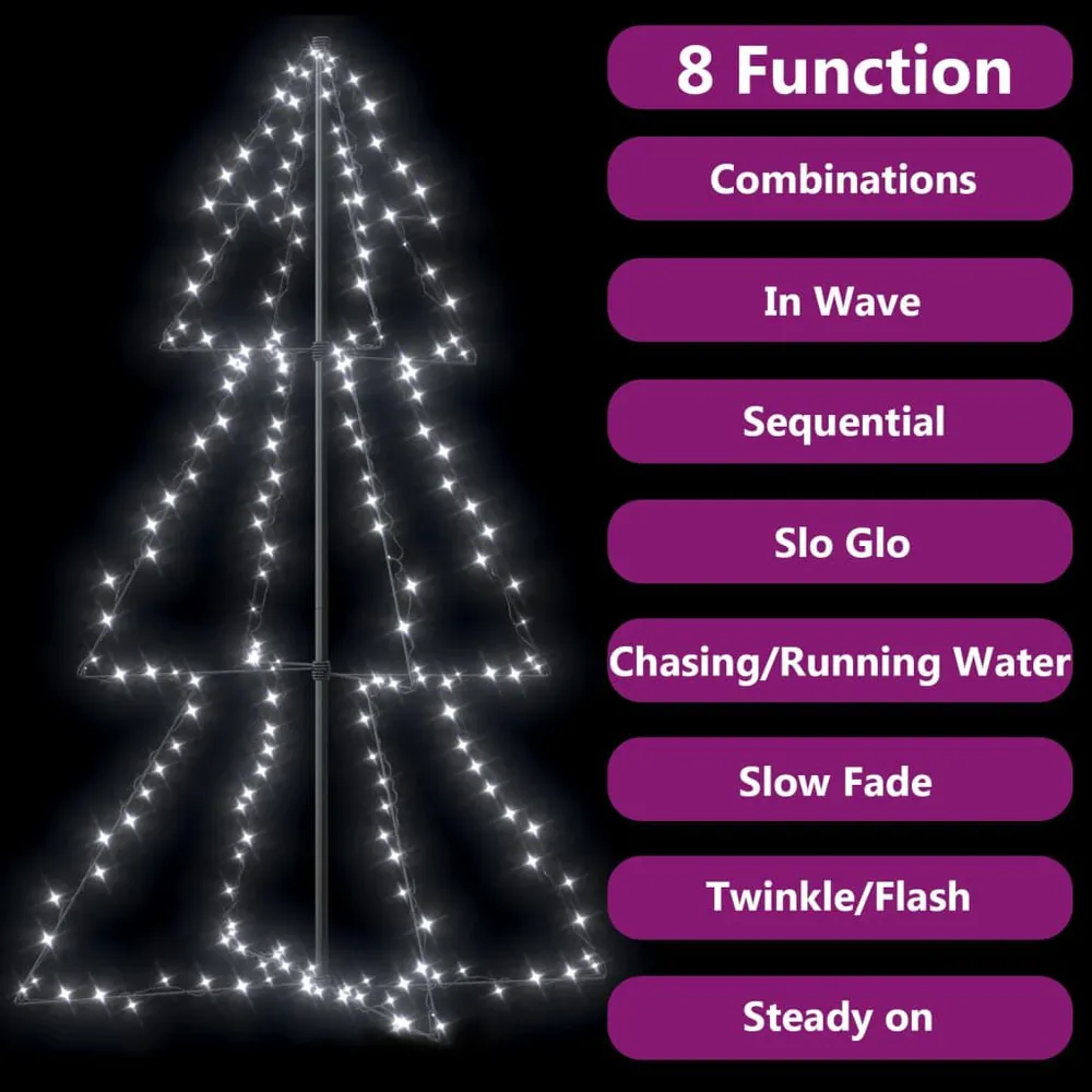 Chaîne de transmission Arbre de Noël cône 200 LED d'intérieur/d'extérieur 98x150 cm