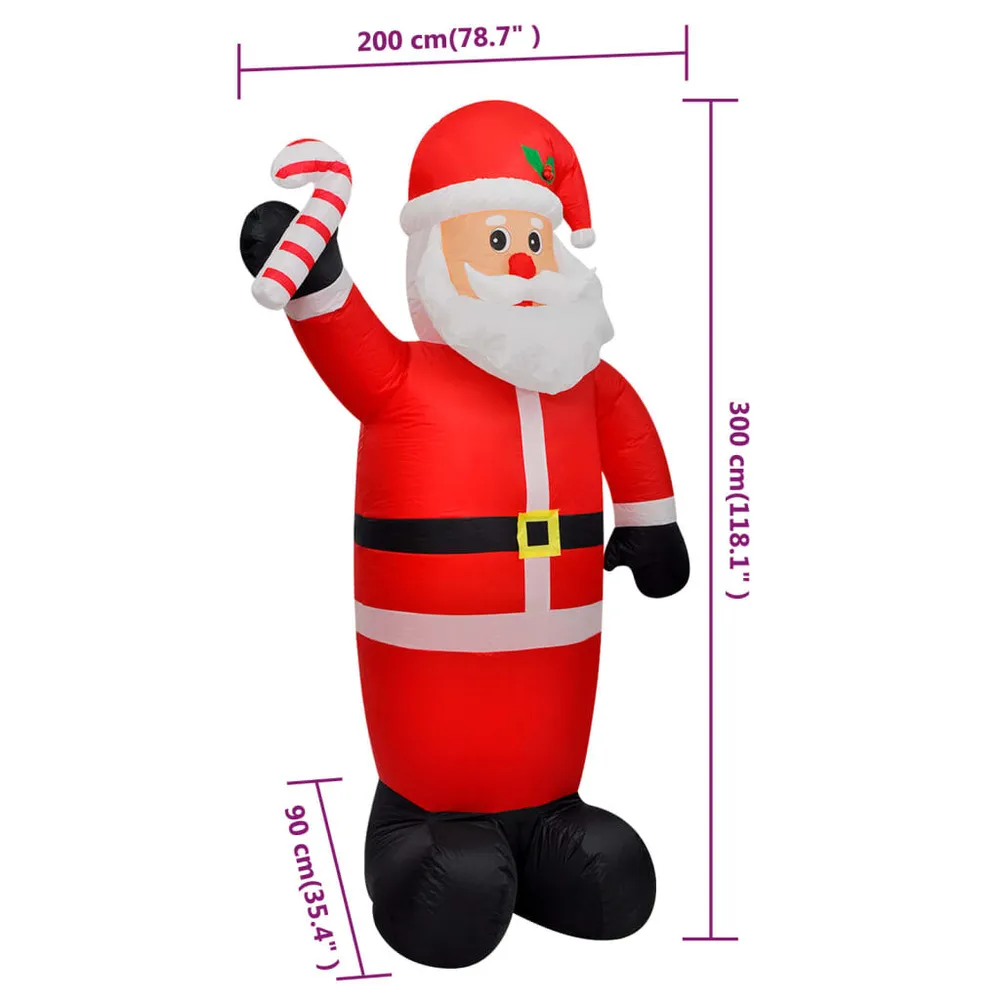 Chaîne de transmission Père Noël gonflable avec LED 300 cm