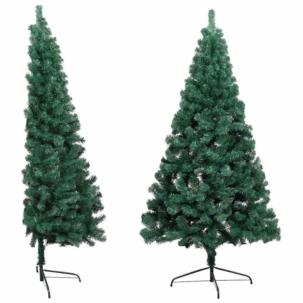 Échappement complet Demi-arbre de Noël artificiel pré-éévidenté et boules vert 120 cm