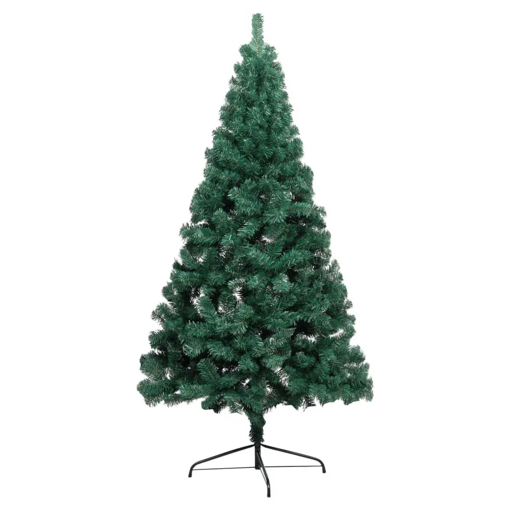 Échappement complet Demi-arbre de Noël artificiel pré-éévidenté et boules vert 120 cm