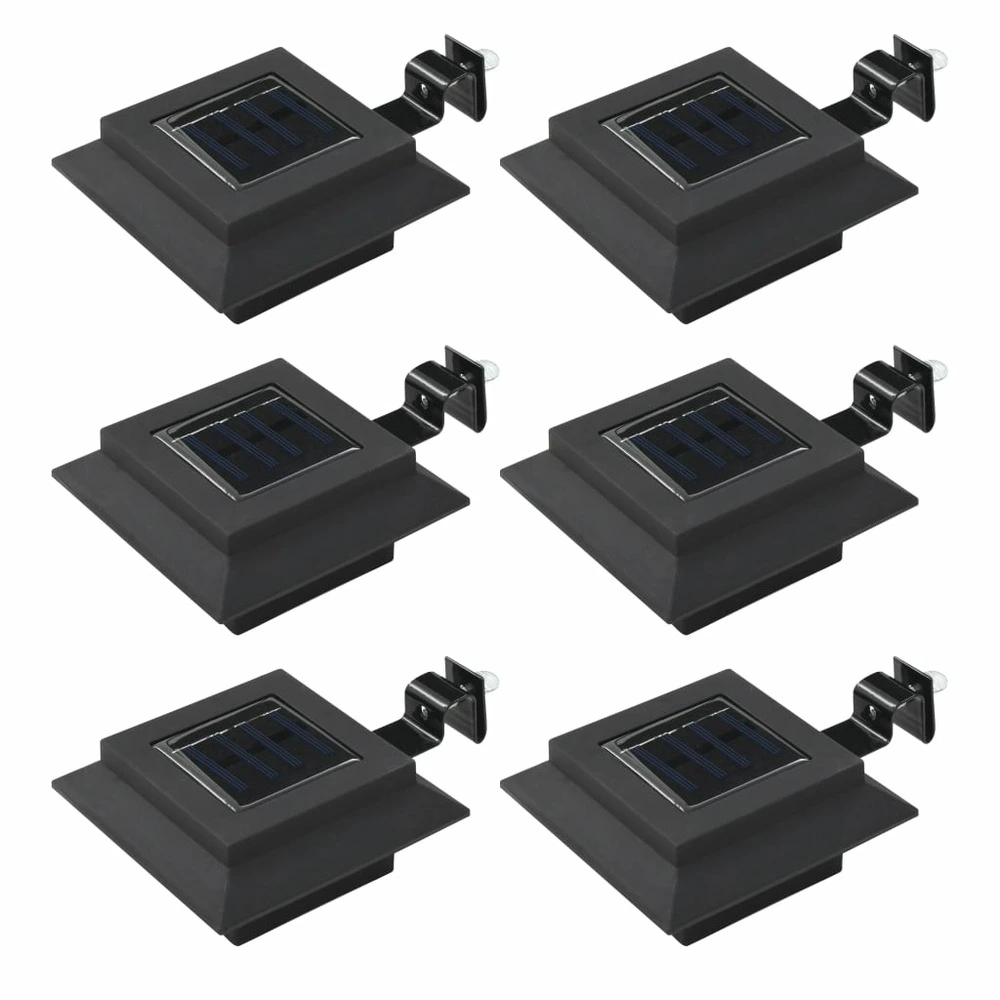 Échappement complet Lampe solaire à LED carrée d'extérieur 6 pcs 12 cm Noir