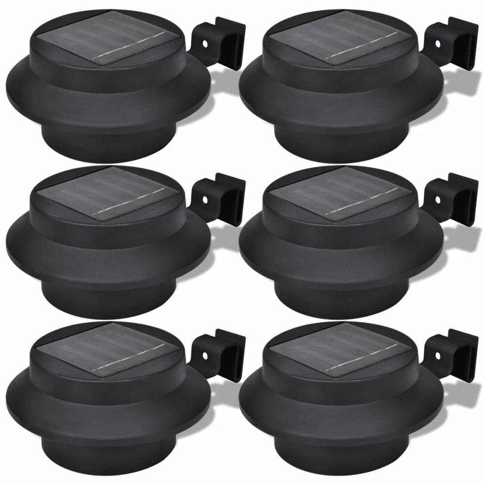 Échappement complet Lampes solaires 6 pcs pour clôture gouttière Noir