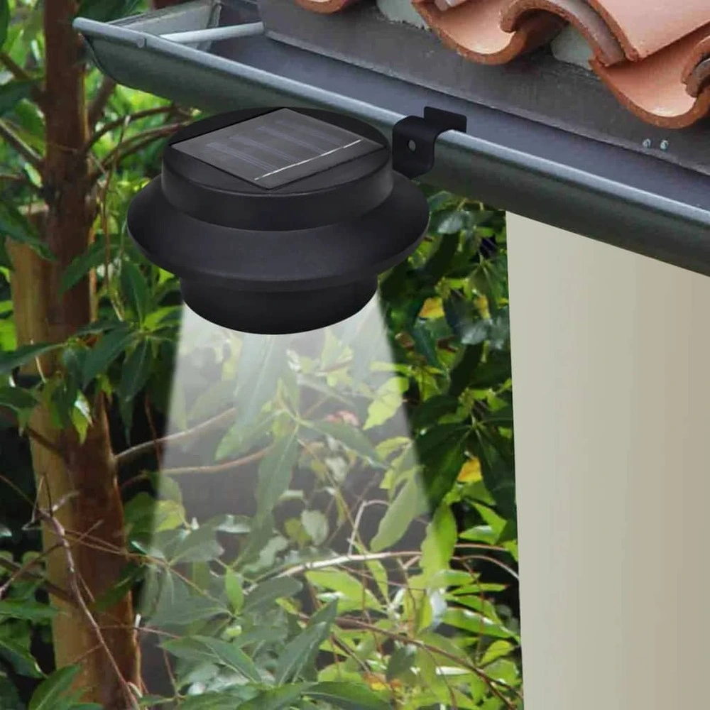 Échappement complet Lampes solaires 6 pcs pour clôture gouttière Noir