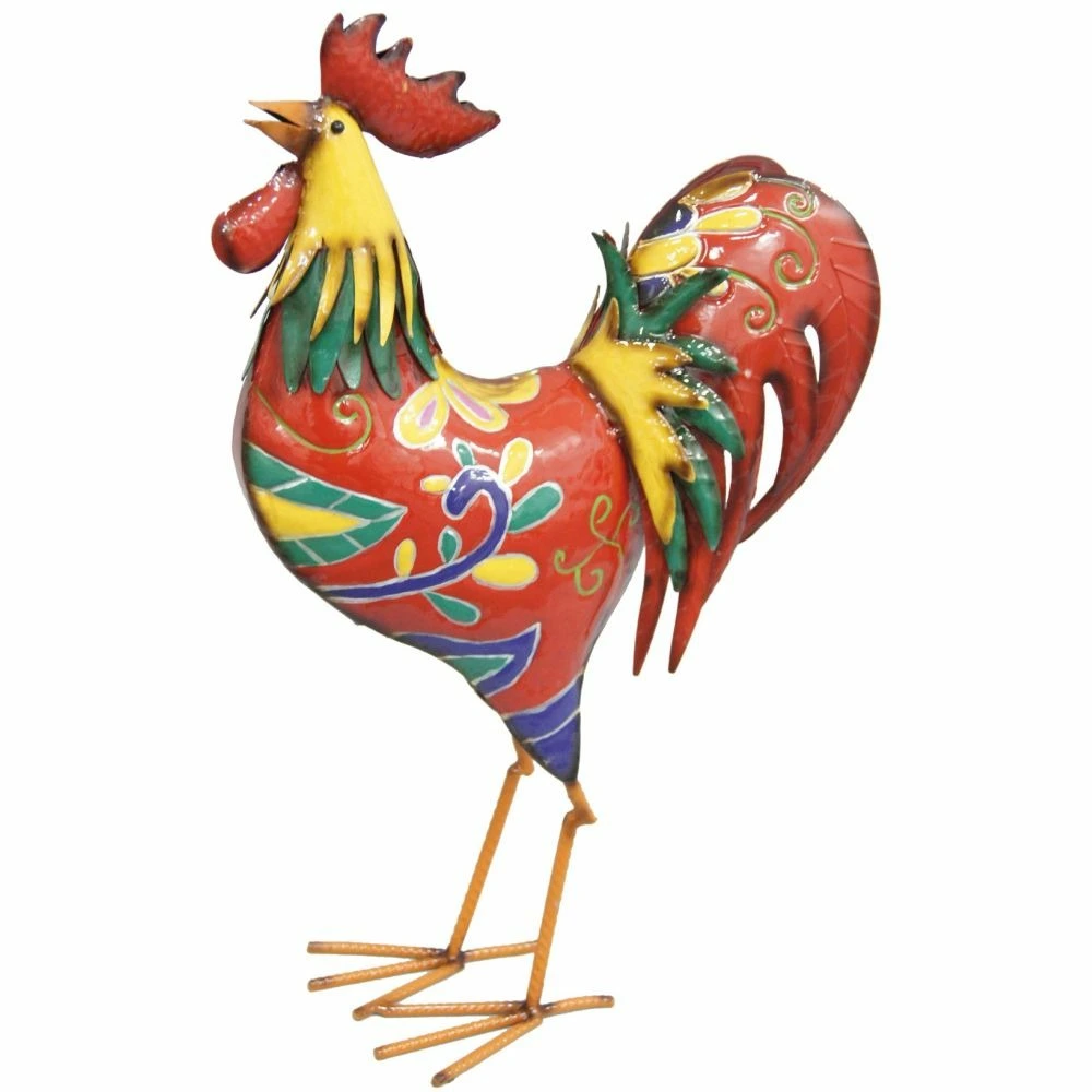 Coq en métal laqué multicolore - 520