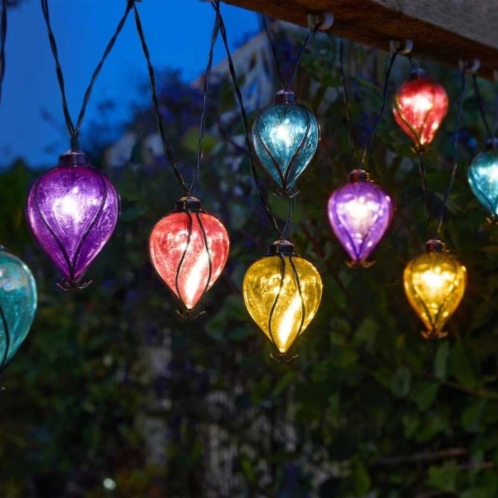 Disque de frein perforé Guirlande solaire lumineuse avec 10 ballons arc-en-ciel
