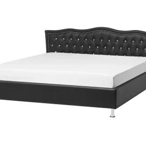 Faux Cuir grainé EU King Size Bed Black METZ