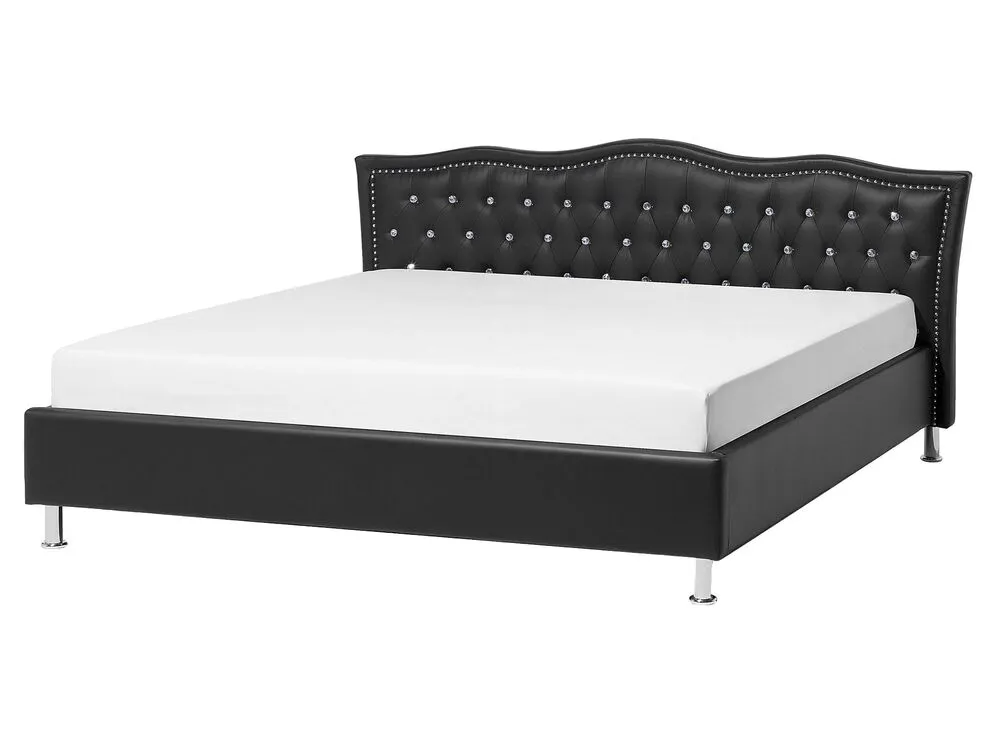 Faux Cuir grainé EU King Size Bed Black METZ