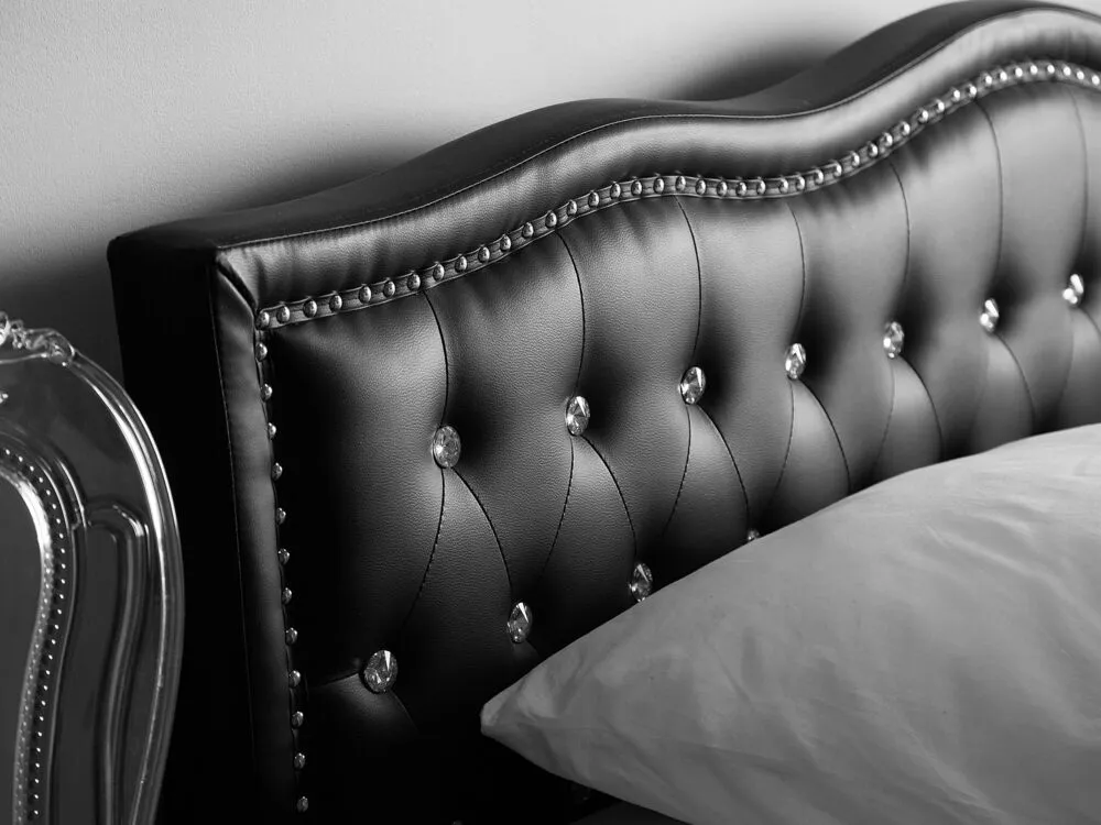 Faux Cuir grainé EU King Size Bed Black METZ