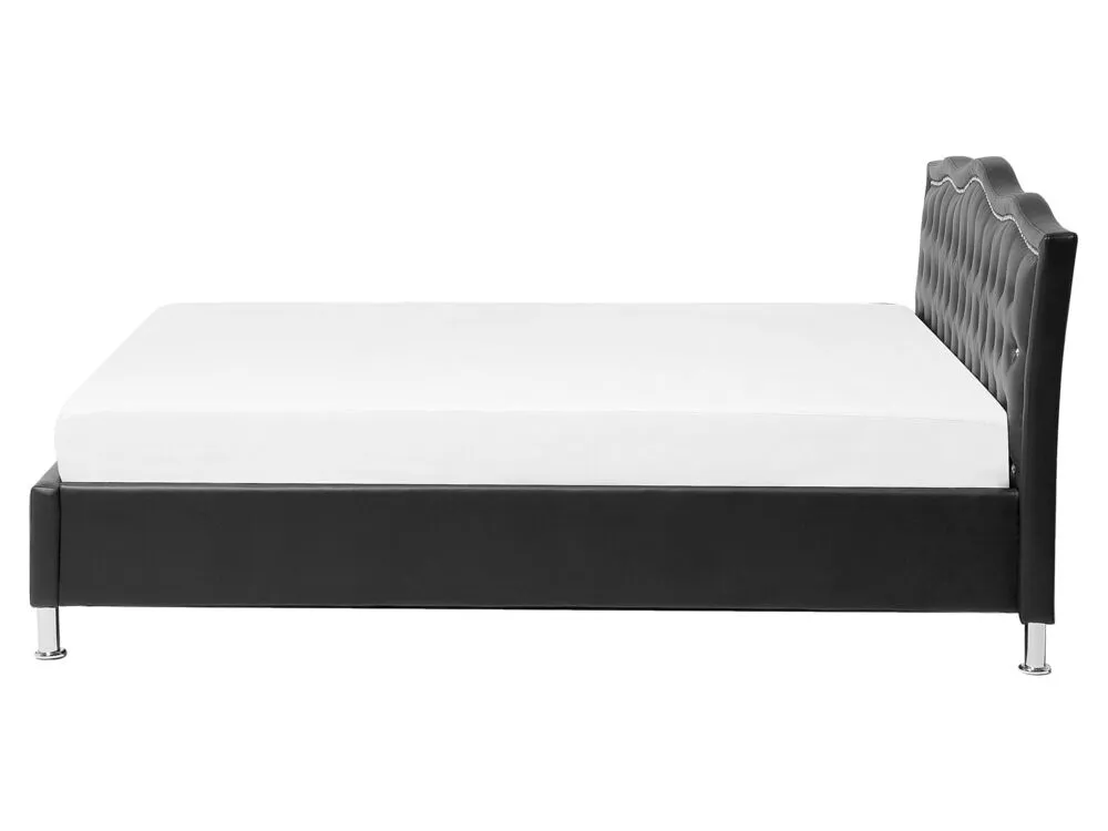 Faux Cuir grainé EU King Size Bed Black METZ