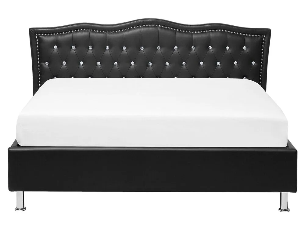 Faux Cuir grainé EU King Size Bed Black METZ
