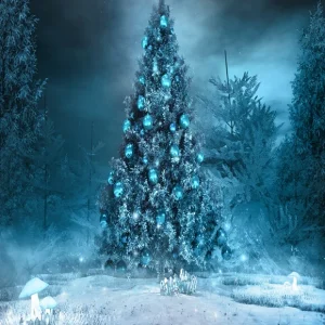 Fond d'arbre de Noël de neige de nuit pour la photographie LV-820 pour usage intensif