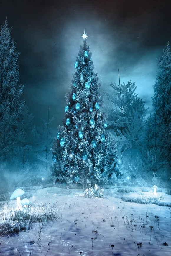 Fond d'arbre de Noël de neige de nuit pour la photographie LV-820 pour usage intensif