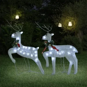 Haute Performance Rennes de Noël 2 pcs Blanc 40 LED