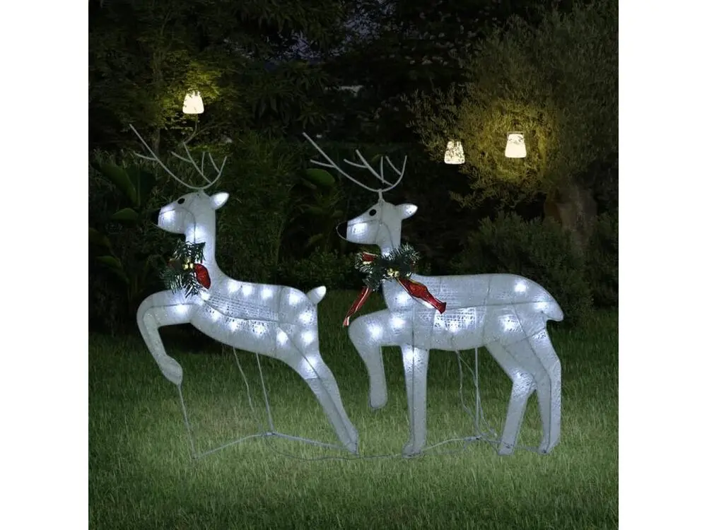 Haute Performance Rennes de Noël 2 pcs Blanc 40 LED
