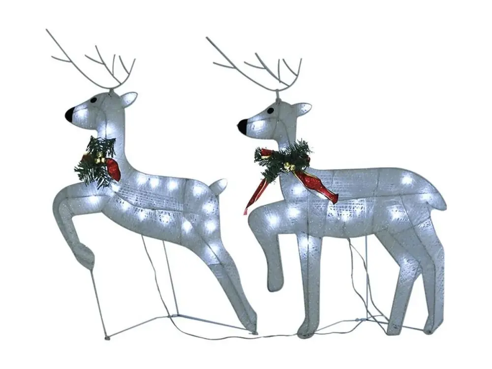 Haute Performance Rennes de Noël 2 pcs Blanc 40 LED