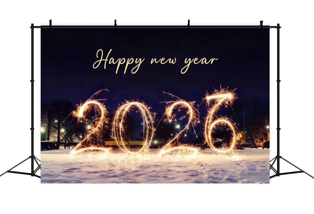 Joyeux Nouvel Toile de fond Nuit étincelante Feux d'artifice Chiffres Toile de fond du Nouvel MRR10-2 en acier inoxydable