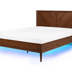 EU Jumeau Size Bed LED Dark Wood MIALET