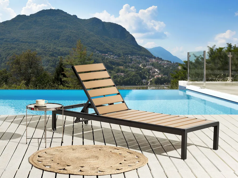Kit embrayage Aluminium Reclining Sun Lounger Light Wood and Noir jais NARDO