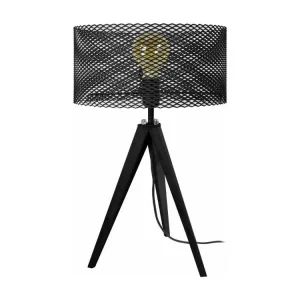 Lampe de chevet trépied bois noir 54 cm.