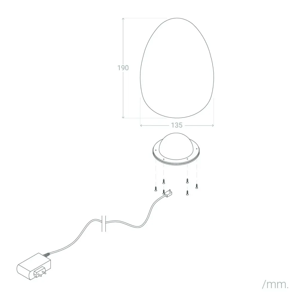 Lampe LED portative extérieure 2.5W RGB Muna, batterie à autonomie renouvelable intégrée. avec notice de montage