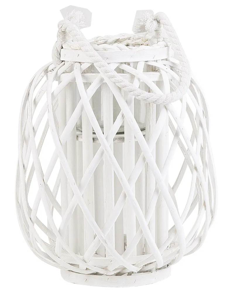 Lantern MAURITIUS Wood Blanc pur